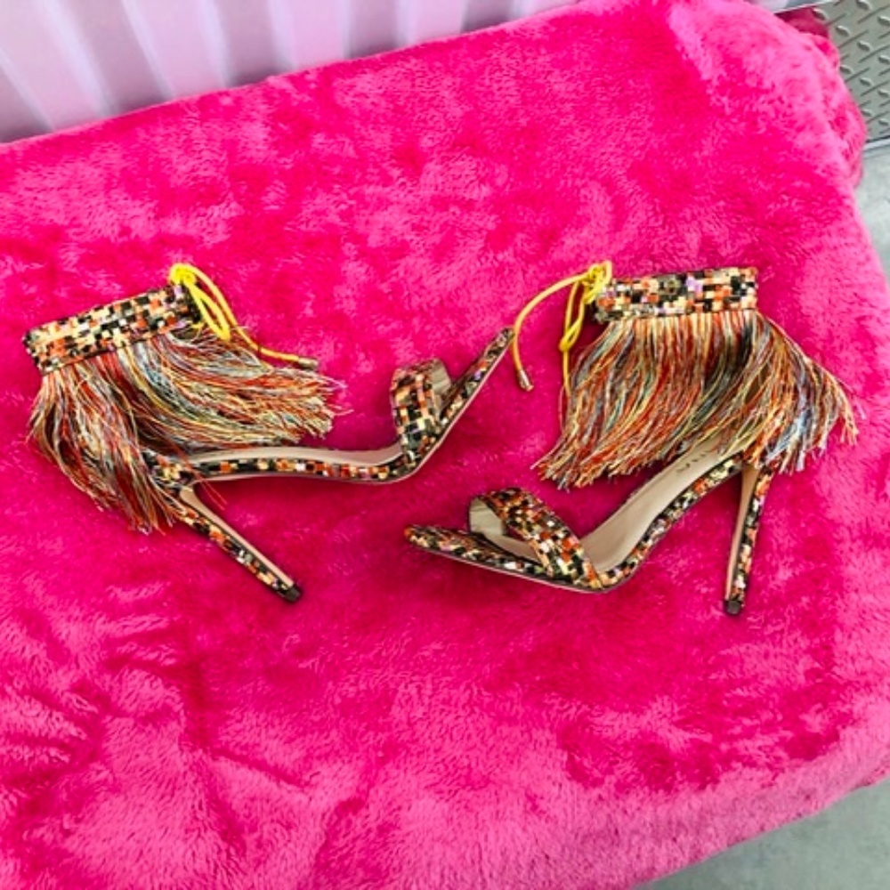 NWBag Very Nice Tassel Heeled Shoes Sandals, 9